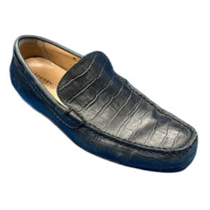 Sperry Men's Black Croc Embossed Leather Driving Moccasins Loafer Shoes Size 10M